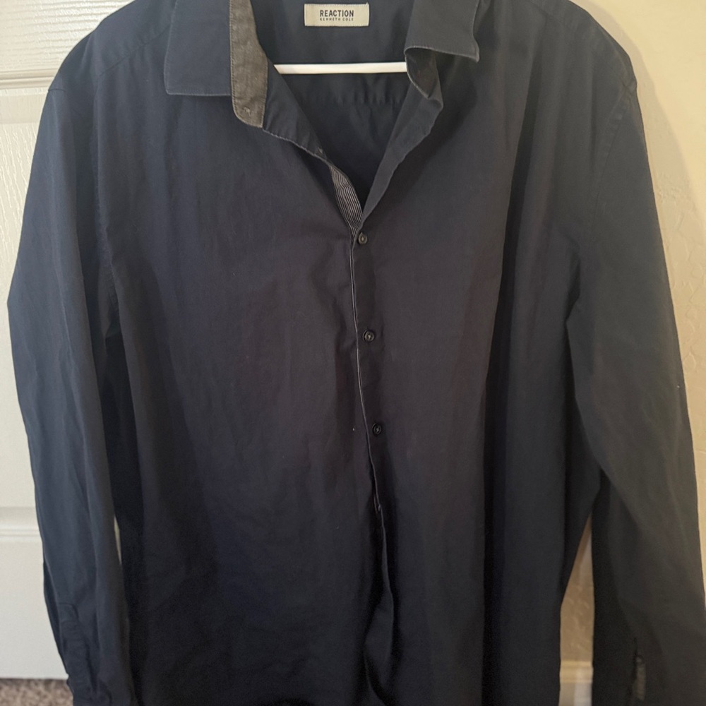 Kenneth Cole Reaction Super Slim Fit Shirt in Navy Blue